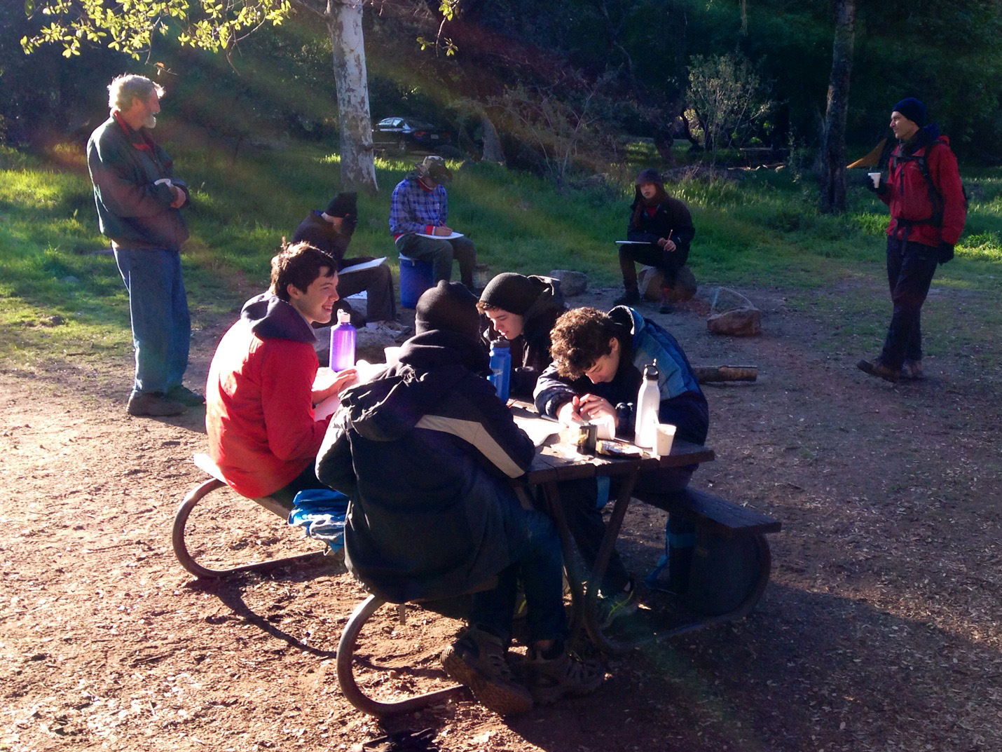 Richard holds a pop quiz in the great outdoors.