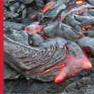 Photo of glowing red hot lava representing "Geophysics".